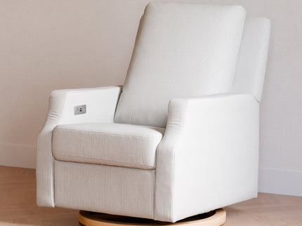 M22286FCSLB,Namesake,Crewe Electronic Swivel Glider Recliner in Fog Chatham Stripe Performance Eco-Weave w/LB