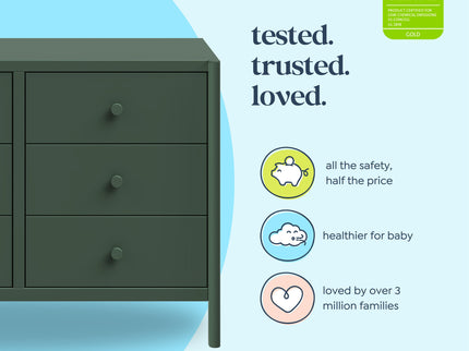 M25126FRGR,DaVinci,Birdie 6-Drawer Dresser in Forest Green