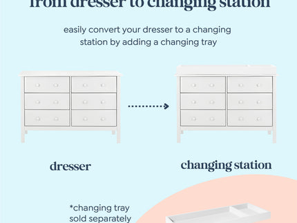 M5966W,DaVinci,Jayden 6-Drawer Double Wide Dresser in White Finish