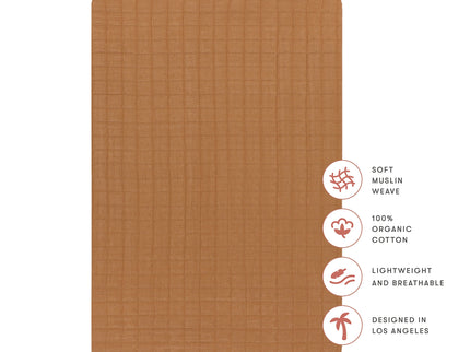 T29534BTS,Babyletto,Burnt Sienna Muslin All-Stages Bassinet Sheet in GOTS Certified Organic Cotton