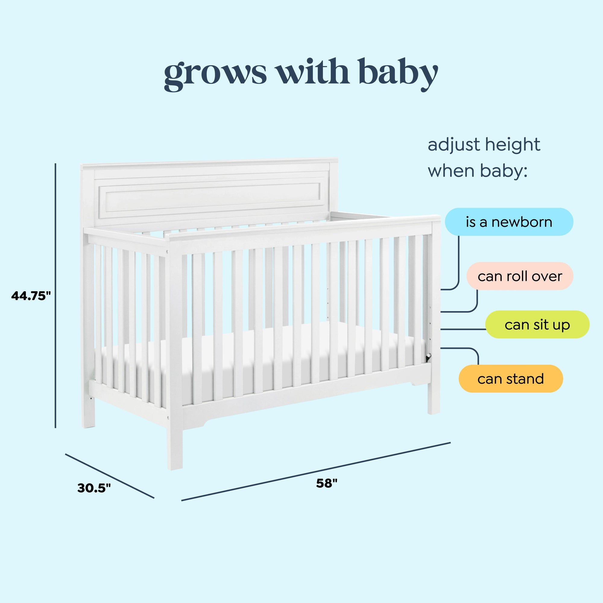 M4301W,DaVinci,Autumn 4-in-1 Convertible Crib in White Finish