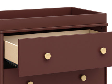 M9023CRN,Babyletto,Lolly 3-Drawer Changer Dresser w/Removable Changing Tray in Crimson/Natural