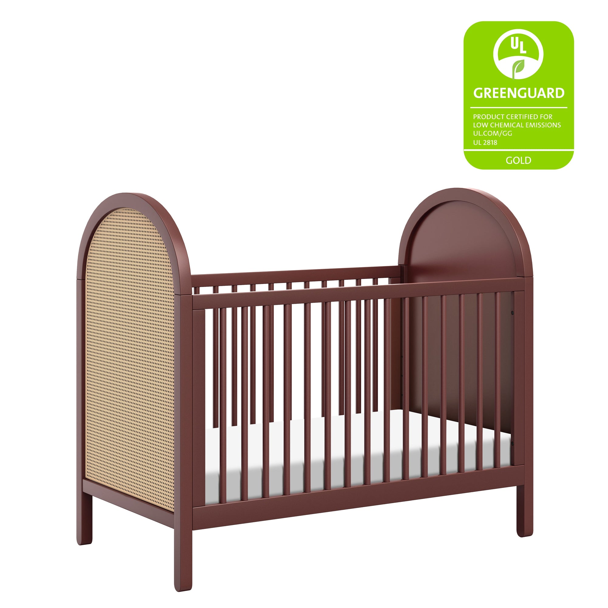 M25601CRNC,Babyletto,Bondi Cane 3-in-1 Convertible Crib w/ Toddler Bed Kit in Crimson with Natural Cane