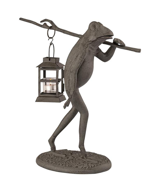 Walking Frog Lantern 17 1/2" High Verdigris Outdoor Statue