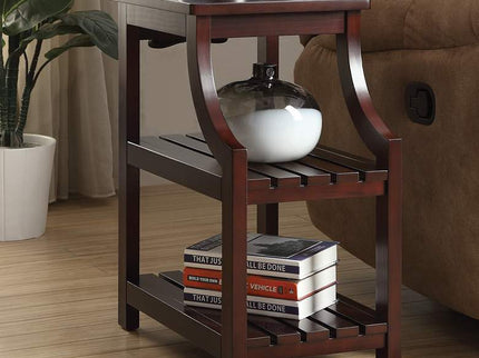 Wasaki 13" Wide Espresso 2-Shelf Wood Side Table with USB