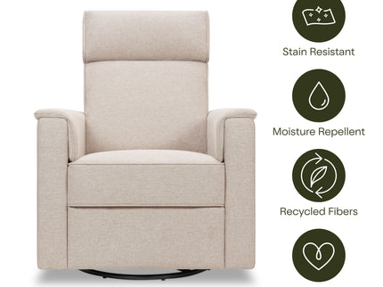 M17183PBEW,Namesake,Willa Deluxe Power Glider Recliner w/Heat&Massage in Performance Beach Eco-Weave