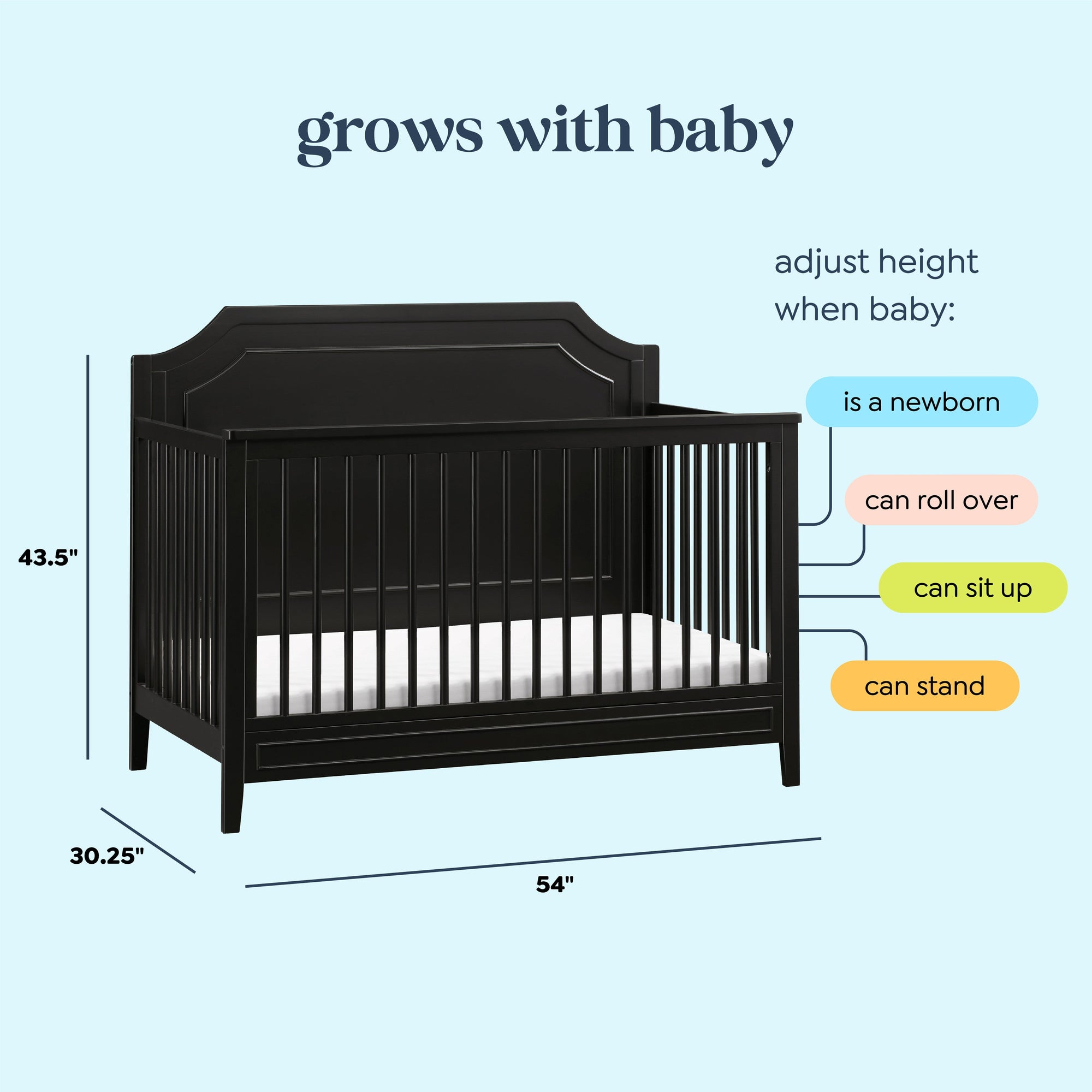 M11441E,DaVinci,Chloe Regency 4-in-1 Convertible Crib in Ebony