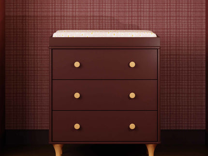 M9023CRN,Babyletto,Lolly 3-Drawer Changer Dresser w/Removable Changing Tray in Crimson/Natural