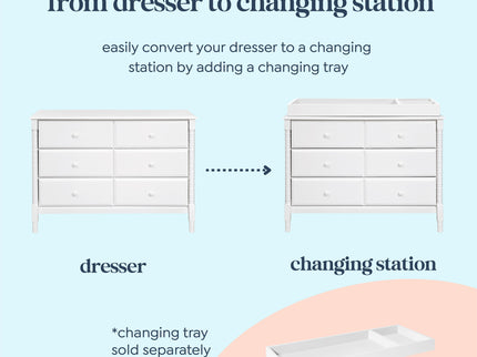 M7326W,DaVinci,Jenny Lind Spindle 6-Drawer Dresser in White