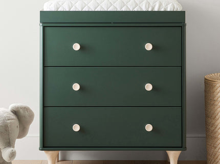 M9023FRGRNX,Babyletto,Lolly 3-Drawer Changer Dresser w/Removable Tray  Forest Green/Washed Natural