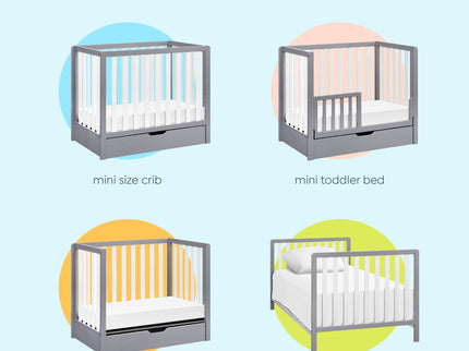 F11981GW,Carter's,Colby 4-in-1 Convertible Mini Crib w/ Trundle in Grey and White