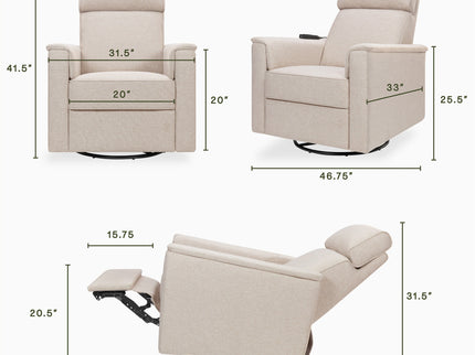 M17183PBEW,Namesake,Willa Deluxe Power Glider Recliner w/Heat&Massage in Performance Beach Eco-Weave