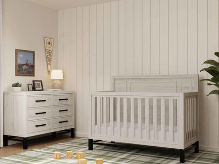 B25801WDF,Monogram by Namesake,Newbern 4-in-1 Convertible Crib in White Driftwood