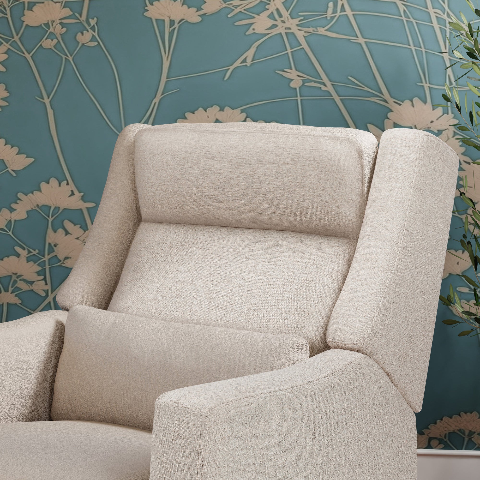 M11286PBEW,Babyletto,Kiwi Plus Power Glider Recliner w/ Power Headrest in Performance Beach Eco-Weave