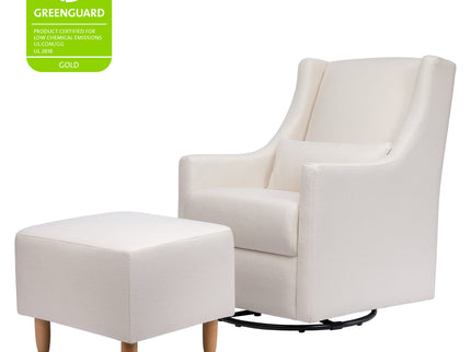 M11287PCMEW,Babyletto,Toco Swivel Glider and Ottoman in Performance Cream Eco-Weave w/Natural Feet