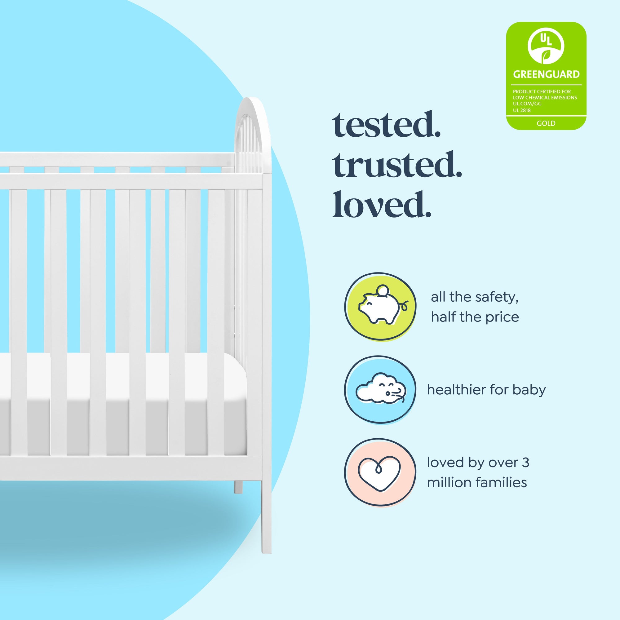 M23901W,DaVinci,Beau 3-in-1 Convertible Crib in White