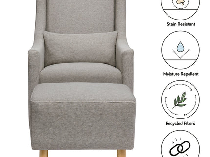 M11287PGEW,Babyletto,Toco Swivel Glider and Ottoman in Performance Grey Eco-Weave w/Natural Feet