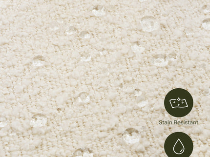 M30985PWBHF,Namesake,Tuffet Storage Ottoman in Performance Ivory Boucle w/Honey Ball Feet