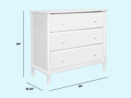 M7323W,DaVinci,Jenny Lind Spindle 3-Drawer Dresser in White