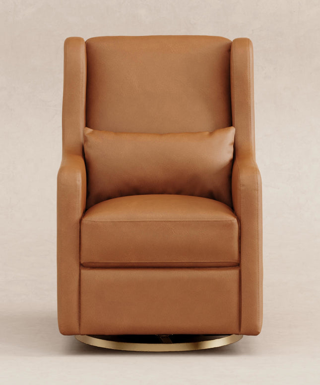 M22187TANG,Babyletto,Wally Swivel Glider in Tan Vegan Leather w/Gold Base