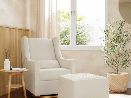 M26385WBG,Babyletto,Kiwi Gliding Ottoman in Ivory Boucle w/ Gold Base