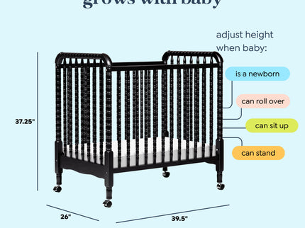 M7398E,DaVinci,Jenny Lind 3-in-1 Convertible Mini Crib in Ebony