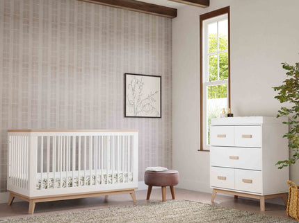 M5801WNX,Babyletto,Scoot 3-in-1 Convertible Crib w/ToddlerBedConversion Kit in White/WashedNatural