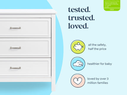 M12823W,DaVinci,Charlie 3-Drawer Dresser in White