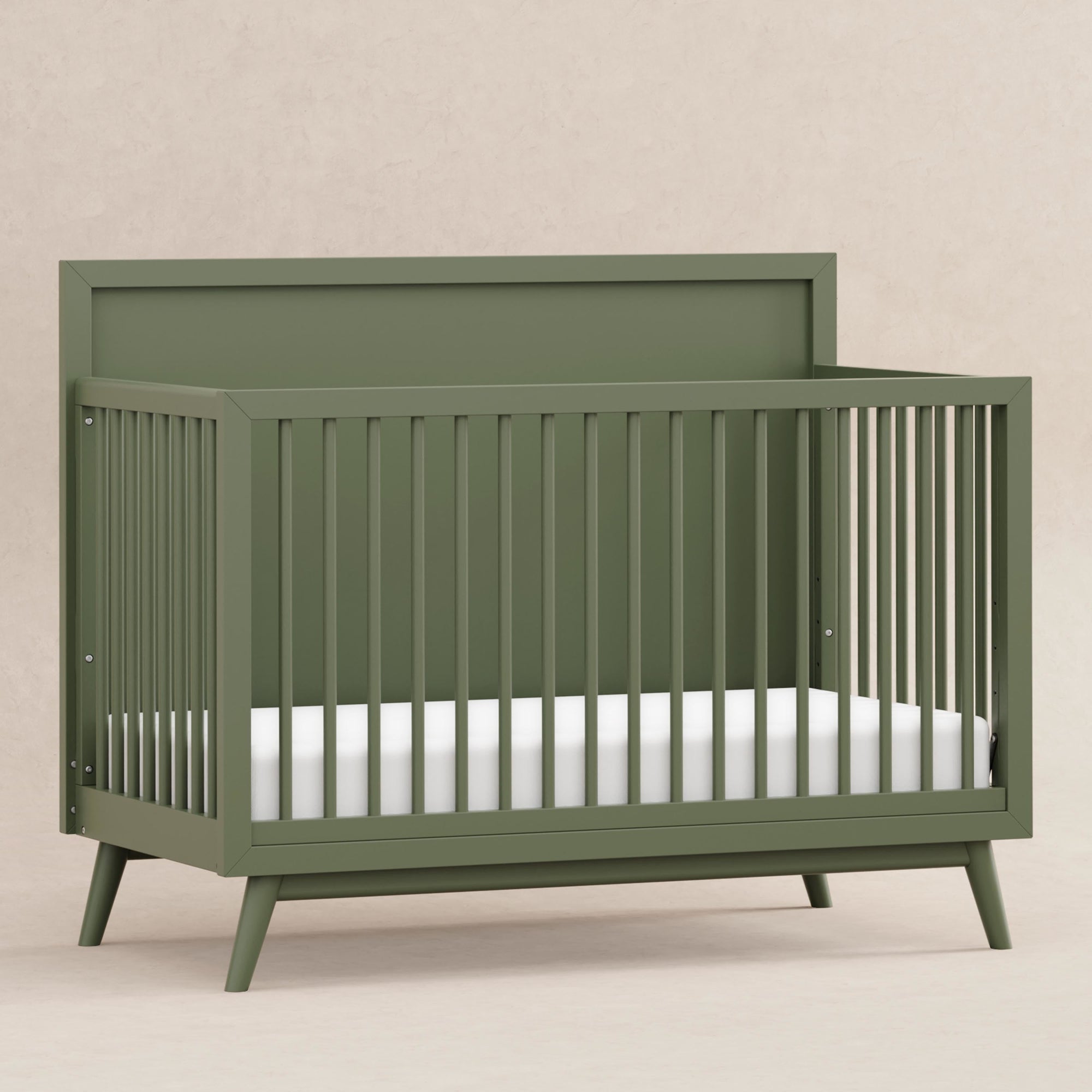 M15901OL,Babyletto,Palma Mid-Century 4-in-1 Convertible Crib w/Toddler Bed Conversion in Olive