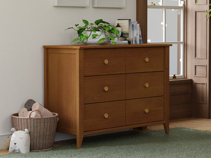 M10326CTN,Babyletto,Sprout 6-Drawer Double Dresser in Chestnut and Natural