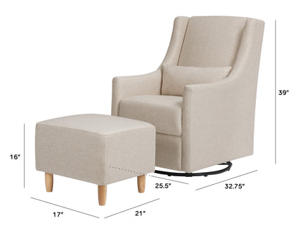 M11287PBEW,Babyletto,Toco Swivel Glider and Ottoman in Performance Beach Eco-Weave