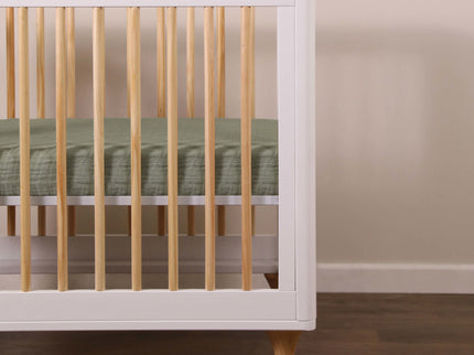 T29736MCA,Babyletto,Matcha Muslin Mini Crib Sheet in GOTS Certified Organic Cotton