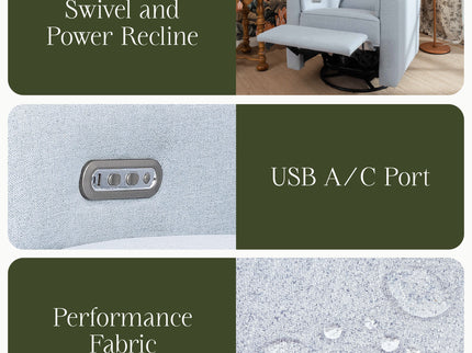 M17186PCET,Namesake,Willa Plus Power Glider Recliner w/ Power Headrest in Performance Blue Chambray Eco-Twill