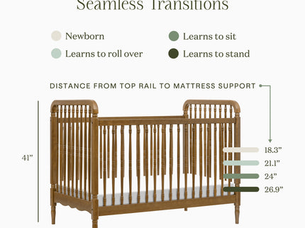 M7101NL,Namesake,Liberty 3-in-1 Convertible Spindle Crib w/Toddler Bed Conversion Kit in Natural Walnut