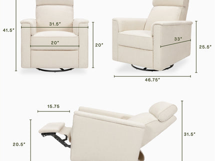 M17182PWB,Namesake,Willa Pro Power Glider Recliner w/ Power Lumbar in Performance Ivory Boucle