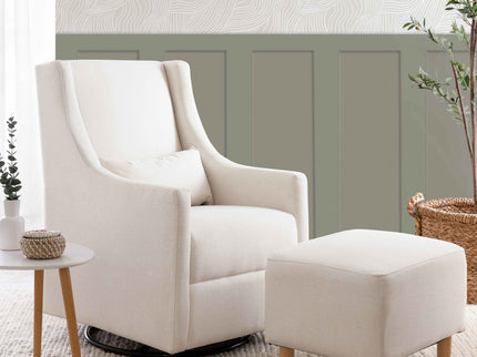 M11287PCMEW,Babyletto,Toco Swivel Glider and Ottoman in Performance Cream Eco-Weave w/Natural Feet