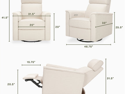 M17186PWB,Namesake,Willa Plus Power Glider Recliner w/ Power Headrest in Performance Ivory Boucle
