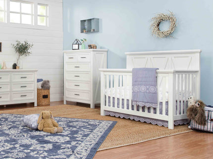 B14501LW,Monogram by Namesake,Emory Farmhouse 4-in-1 Convertible Crib in Linen White