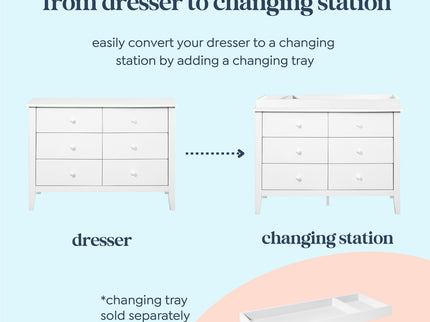 F11526W,Carter's,Morgan 6-Drawer Double Dresser in White