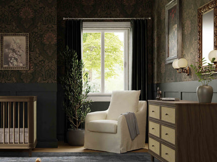 M23716NLBC,Namesake,Marin with Cane 6 Drawer Assembled Dresser in Natural Walnut and Blonde Cane