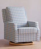 Blue Gingham with Light Wood Base