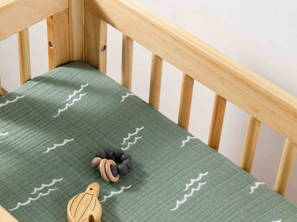 T27134,Babyletto,Ocean Waves Muslin All-Stages Bassinet Sheet in GOTS Certified Organic Cotton