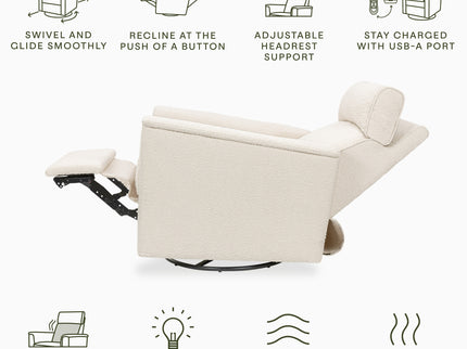 M17183PWB,Namesake,Willa Deluxe Power Glider Recliner w/Heat&Massage in Performance Ivory Boucle