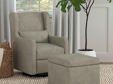 F18787PFTGRY,Carter's,Adrian Swivel Glider with Storage Ottoman in Performance Grey Linen
