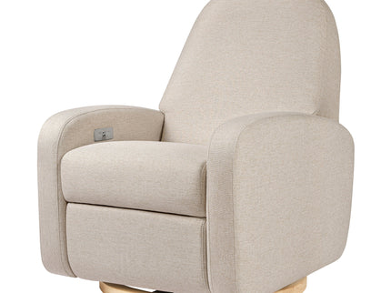 M23188PBEWLB,Babyletto,Nami Glider Recliner w/ Electronic Control and USB in Performance Beach Eco-Weave w/ Light Wood Base