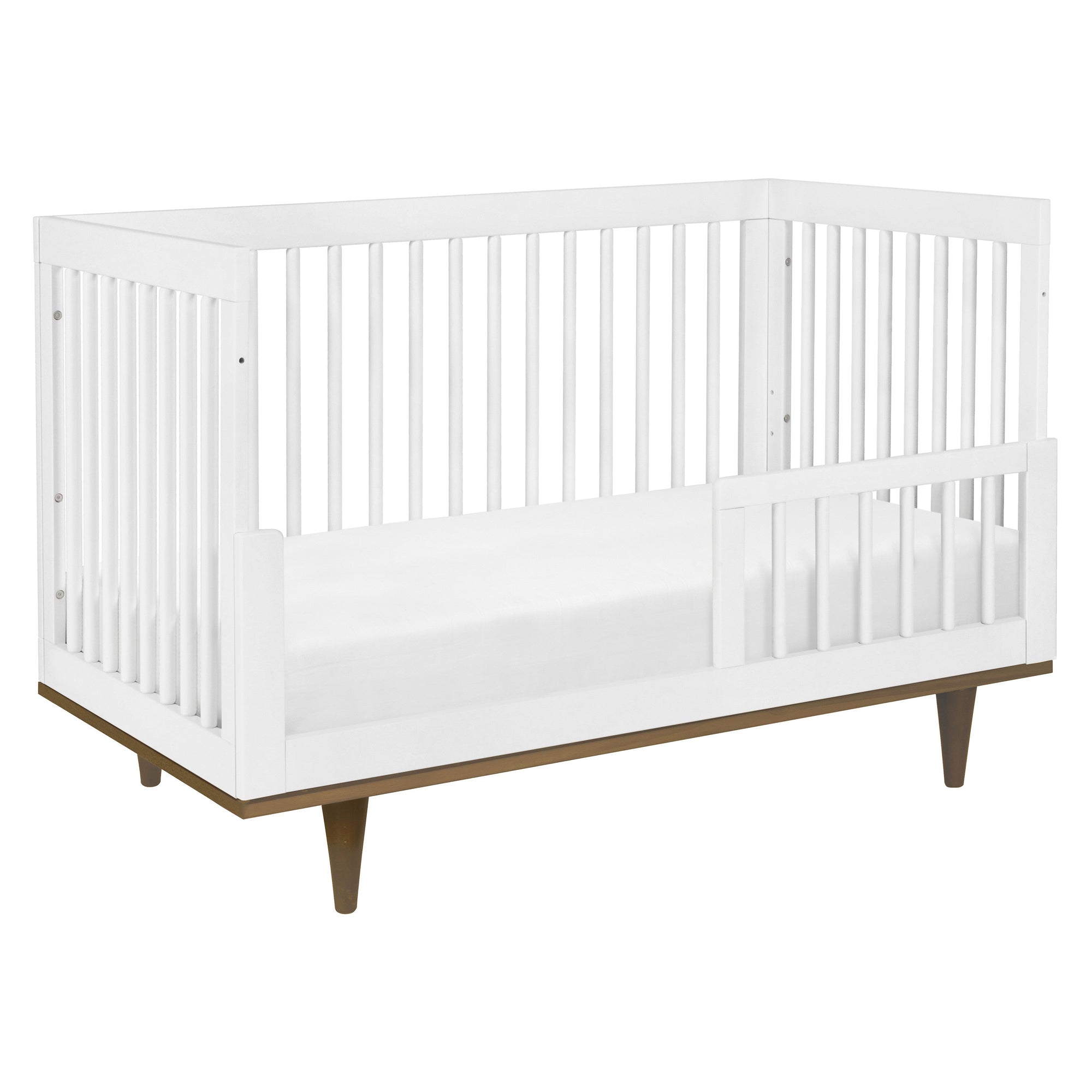 W4901WL,DaVinci,Marley 3-In-1 Convertible Crib in White Finish and Walnut Legs
