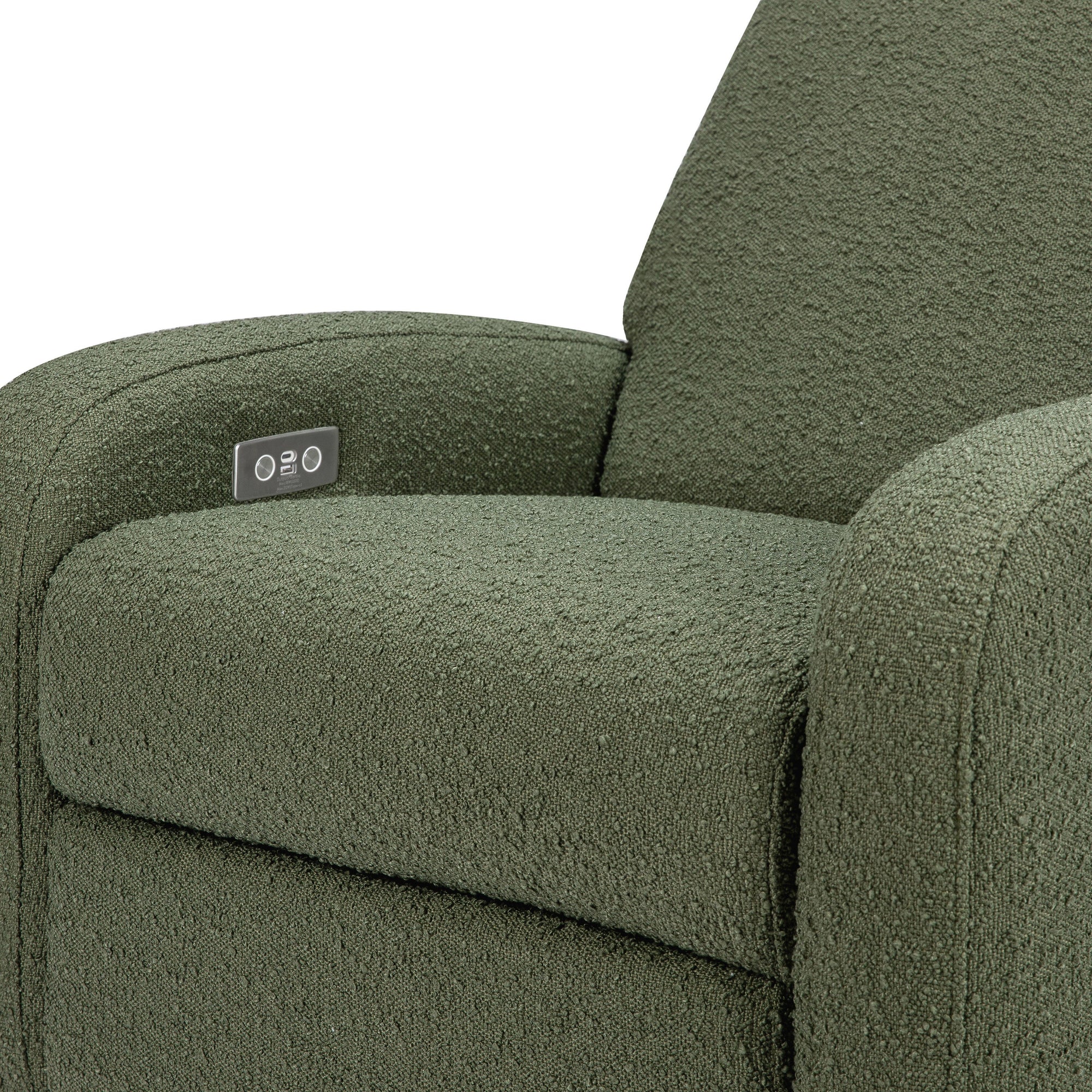 M23188OBLB,Babyletto,Nami Glider Recliner w/ Electronic Control and USB in Olive Boucle w/Light Wood Base