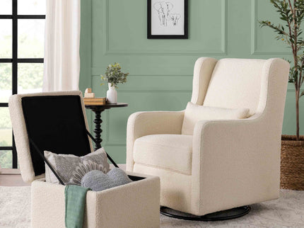 F18787WB,Carter's,Adrian Swivel Glider with Storage Ottoman in Ivory Boucle