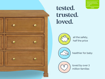 M5529CT,DaVinci,Kalani 6-Drawer Double Wide Dresser in Chestnut Finish