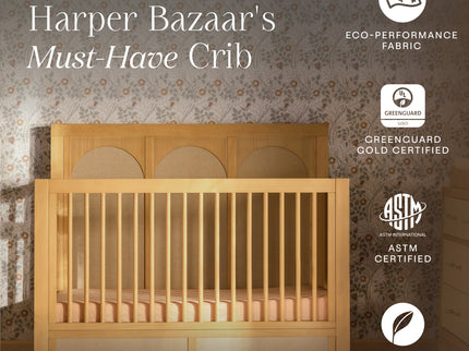 M24801HYPSEW,Namesake,Eloise 4-in-1 Convertible Crib in Honey & Performance Sand Eco-Weave